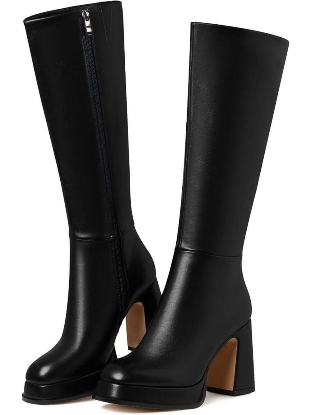 Stylish Knee High Platform Boots for Women - Chunky Heel Fall Fashion Footwear